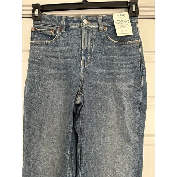 MADEWELL $148 The Curvy Perfect Vintage Wide-Leg Jeans Harvey Wash Size 26P - Picture 9 of 16